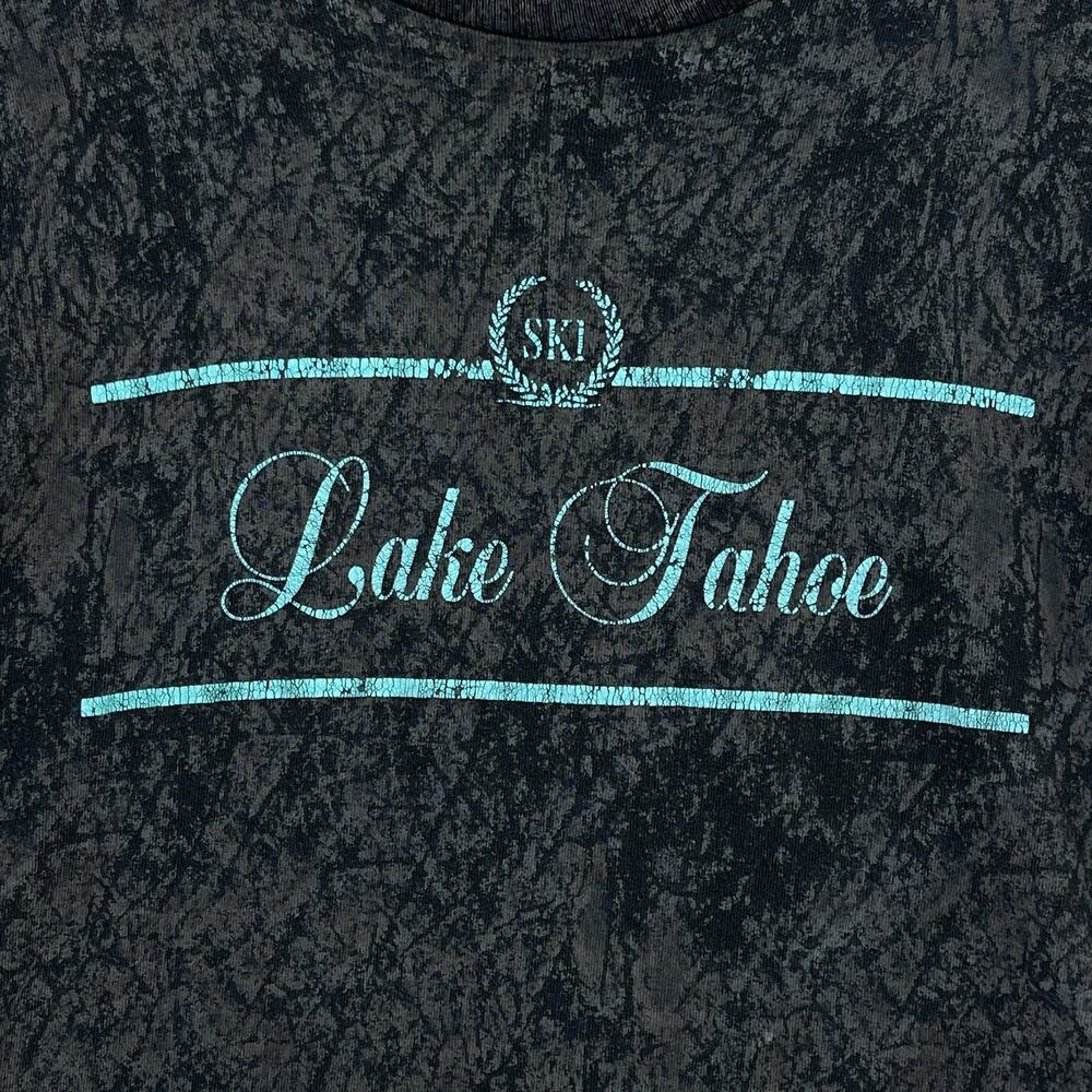 Vintage 90s Lake Taho Ski Ski T Shirt Acid Marble Wash USA Made Men's Med Grunge - Picture 2 of 11